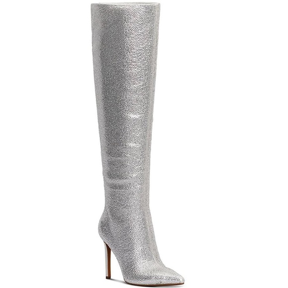 I.N.C. International Concepts Saveria Over The Knee Boots size 7.5M silver bling - Picture 1 of 15